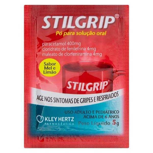 Stilgrip Paracetamol 400mg + Cloridrato Fenillefrina 4mg + Maleato de Clorfeniramina 4mg Sabor Mel e Limão Pó para Solução Oral 5g