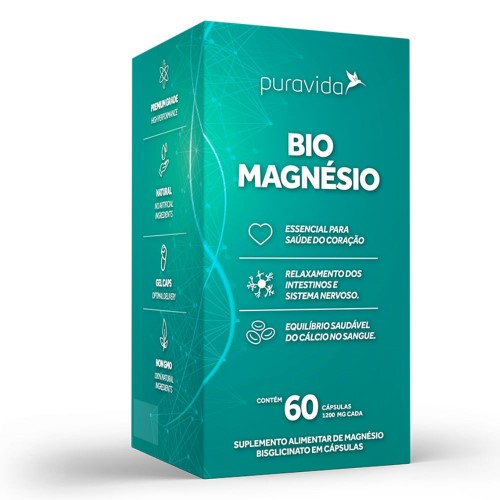 Magnésio 1200mg Puravida Bio Magnésio 60 cápsulas