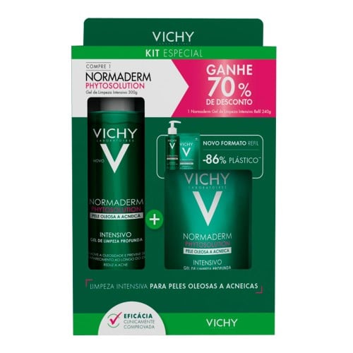 Vichy Phytosolution Normaderm Kit - Gel de Limeza Intensivo + Refil