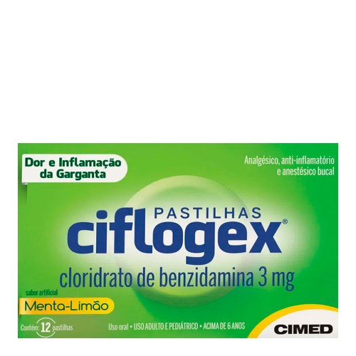 Pastilha Ciflogex Sabor Menta e Limão 12 unidades