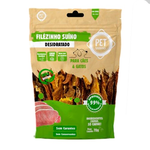 Petisco para Cães e Gatos Pet Saudável Filézinho Suíno Desidratado 70g