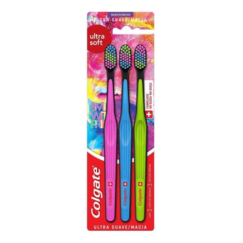 Escova de Dente Colgate Ultra Soft Ultra Macia com 3 unidades