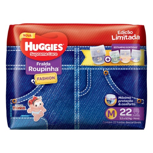 Fralda Huggies Roupinha Fashion Supreme Care M 22 Unidades