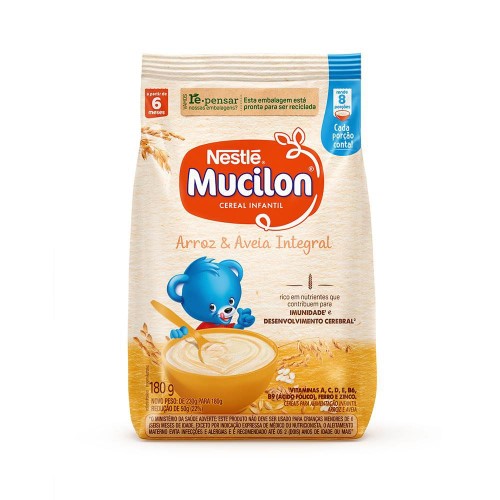 Cereal Infantil Mucilon Arroz E Aveia Integral 180g