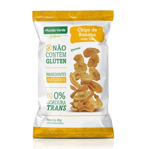 Chips de Banana com Sal Mundo Verde Sem Glúten com 40g