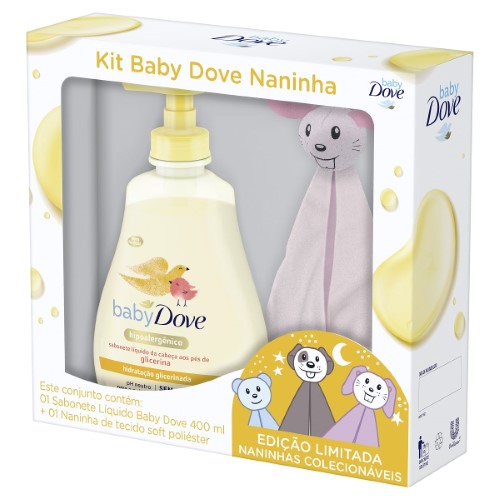 Kit Sabonete Líquido Dove Baby Hidratação Glicerinada 400ml + Naninha Gatinho