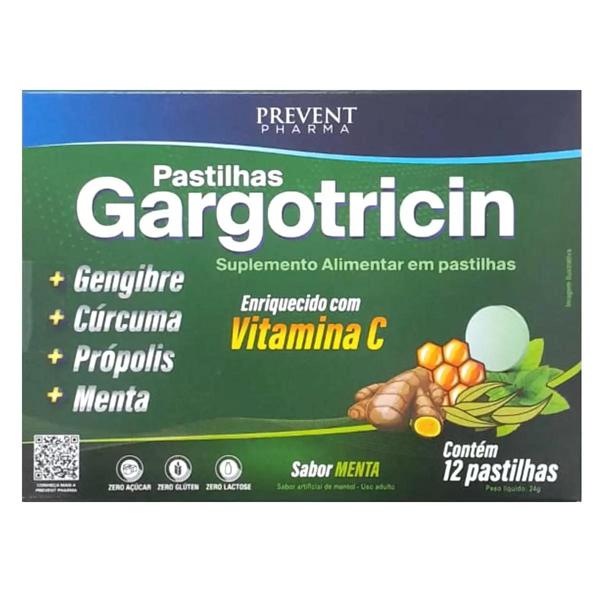 Gargotricin - 12 pastilhas - Sabor Menta - Prevent Pharma