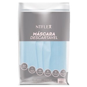 Máscara Descartável NTFlex Branco com Elástico 50 Unidades