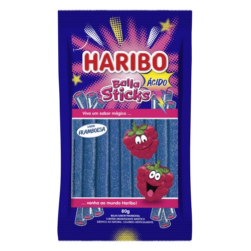 Balas Haribo Balla Sticks Ácido Framboesa 80g