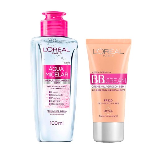 L`oréal Paris Kit Skin Care - Água Micelar + BB Cream Médio