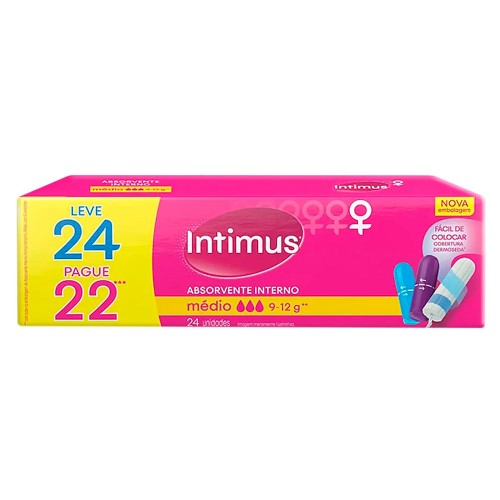 Absorvente Interno Intimus Médio Leve 24 Pague 22 Unidades