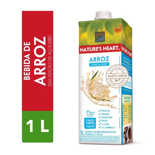 Bebida Vegetal Nature Heart Arroz Zero Açúcar e Lactose com 1L