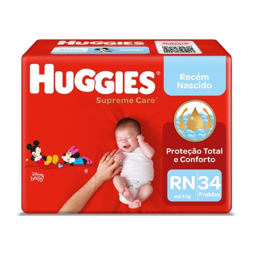 Fralda Huggies Supreme Care RN 34 fraldas