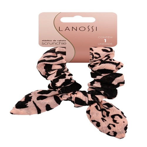 Elástico De Cabelo Lanossi Scrunchie Animal Rose 1 Unidade