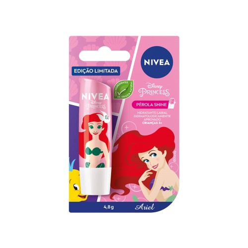 Hidratante Labial Nivea Pérola Shine Disney Ariel com 4,8g