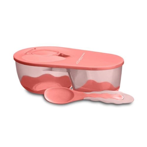 Prato Fundo com Colher infantil Funny Meal Rosa Multikids