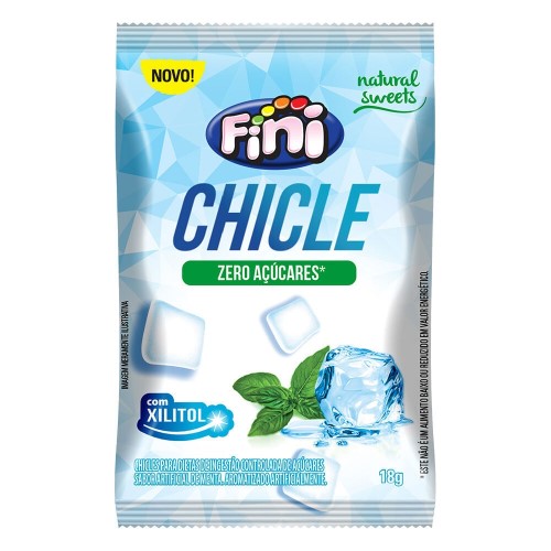 Chicle Fini Natural Sweets Sabor Menta Zero Açúcar 18g