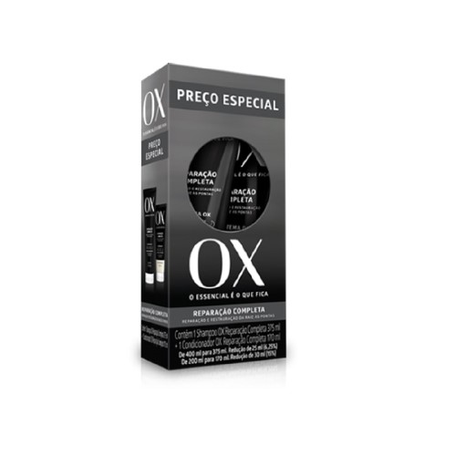 OX Cosmeticos Reparação Completa Kit – Shampoo 375ml + Condicionador 170ml