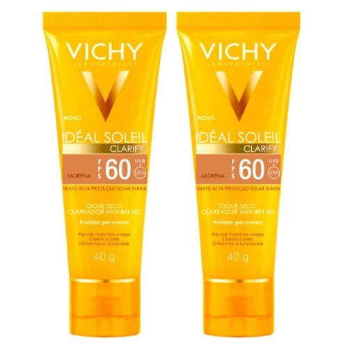 Vichy Idéal Soleil Clarify Kit com 2 Unidades – Protetor Solar Facial com Cor FPS60 - Morena