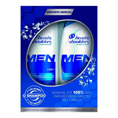 Shampoo Head & Shoulders Men 3 em 1 2 Unidades de 200ml cada