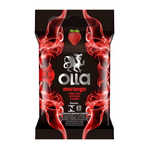 Preservativo Olla Morango 3 Unidades