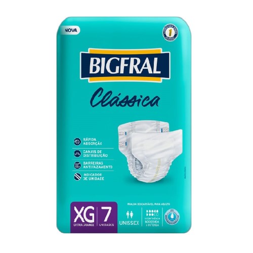 Fralda Descartável Bigfral Clássica XG 7 Unidades