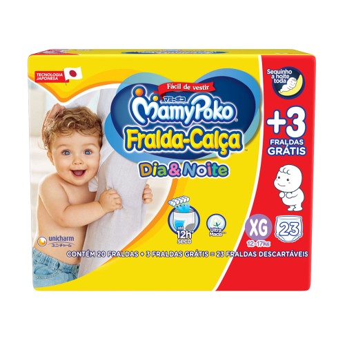 Fralda Calça Infantil MamyPoko Dia&Noite Jumbinho XG - 20 Unidades