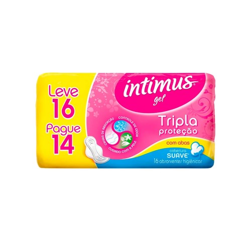 Absorvente Intimus Tripla Proteção Cobertura Suave Com Abas com 16 unidades