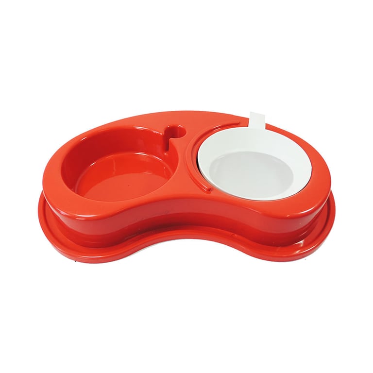 Comedouro e Bebedouro Duplo para Cães Anti-Formiga Luxo Furacão Pet Vermelho - Grande