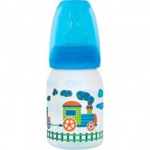 Mamadeira Lillo Divertida Bico de Silicone Ortodôntico Desenhos Sortidos 120ml 0-6 Meses Azul Ref 7221