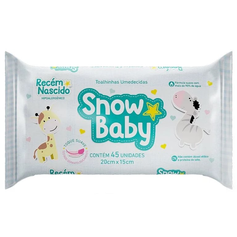 Lenço Umedecido Snow Baby Recém Nascido - 45 Unidades