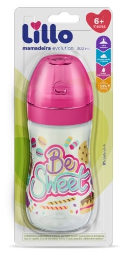 Mamadeira Lillo Evolution Bem Sweet Silicone Bico Redondo 6+ Meses Menina 300ml