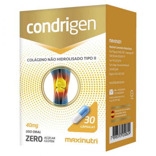 Condrigen Colágeno Tipo II Não Hidrolisado Maxinutri 40g - 30 Cápsulas