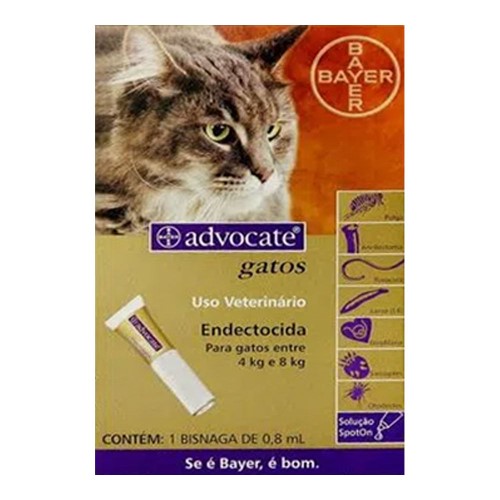 Advocate para Gatos entre 4kg e 8kg 0,8ml com 1 Bisnaga