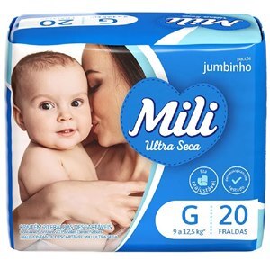 Fralda Mili Ultra Seca G, pacote jumbinho com 20 unidades