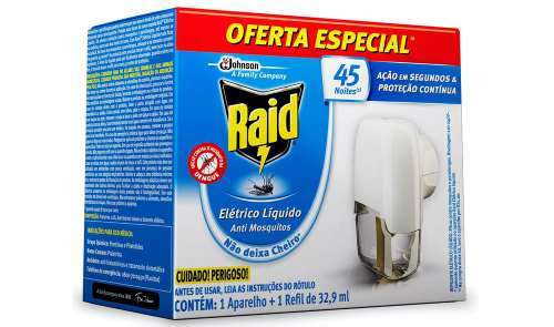 Repelente Elétrico Líquido Raid Anti Mosquitos 1 Aparelho + 1 Refil de 32,9 ml