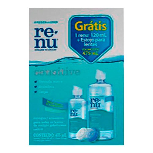 Kit Renu Sensitive Solução Multiuso com 1 Solução de 355ml + 1 Solução de 120ml + 1 Estojo para Lentes de Contato