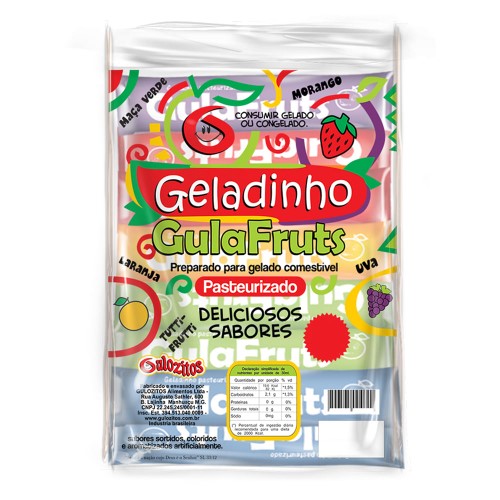 Geladinho Gula Fruts Sortidos com 10 Unidades de 55ml cada