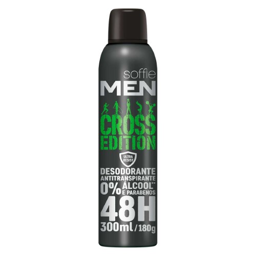 Desodorante Soffie Men Cross Edition Aerossol Antitranspirante 48h com 300ml