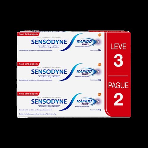 Creme Dental Sensodyne Rápido Alívio 90g 3 Unidades