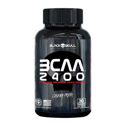 Suplemento Bcaa 2400 Aminoácidos 30 Tablets Caveira Preta Black Skull