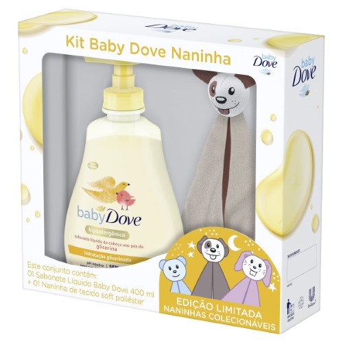 Kit Sabonete Líquido Dove Baby Hidratação Glicerinada 400ml + Naninha Ovelhinha