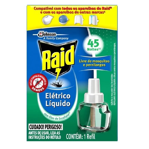 Raid Elétrico Líquido 45 Noites Óleo de Eucalipto Refil com 32,9ml