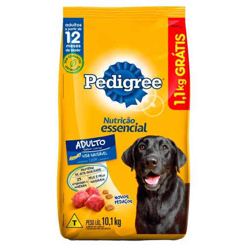 Ração Para Cães Pedigree Nutrição Essencial 12+ Sabor Carne 10,1kg