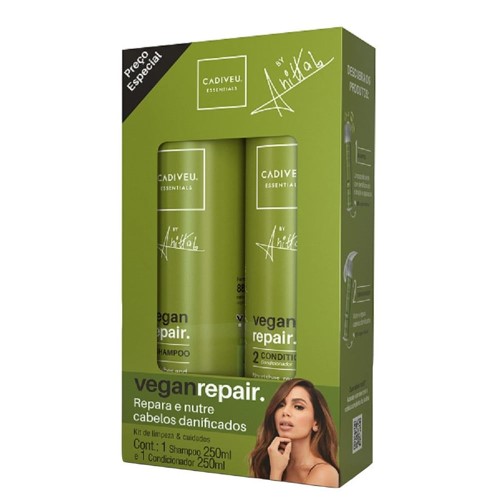 Cadiveu Essentials Vegan Repair Kit - Shampoo 250ml + Condicionador 250ml