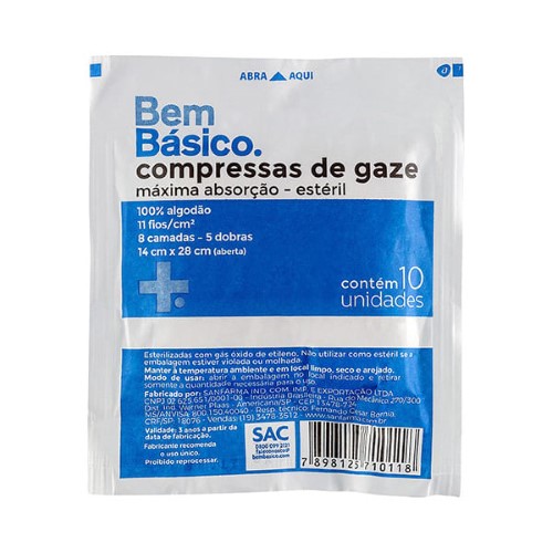 Compressa Gaze Bem Básico Estéril 10Un