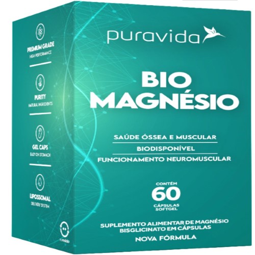 Suplemento Alimentar Puravida Bio Magnésio 60 cápsulas