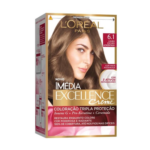 Tintura Permanente Imédia Excellence De L’oréal Paris 6.1 Louro Escuro Acinzentado