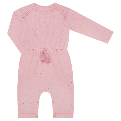 Macacão longo para bebê Pompom Rosa - Baby Gut 