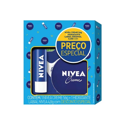 Creme Nivea Lata com 56g + Hidratante Labial Nivea Original Care 4,8g Preço Especial